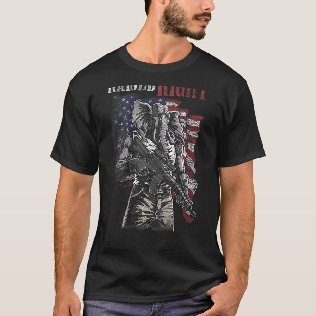 T-shirt Drapeau Usa de l'éléphant droit élevé (Devant)