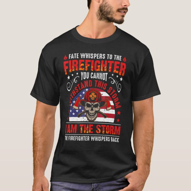 T-shirt Drapeau Usa Je Suis Le Casque Pompier À Tempête Po (Devant)