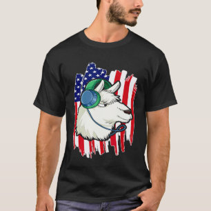 T-shirt Drapeau USA Llama musical 14 juillet  Llama patrio
