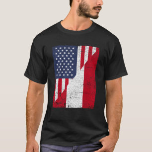 T-shirt Drapeau USA moitié Drapeau Autriche moitié América