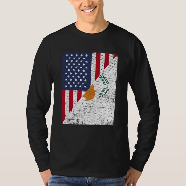 T-shirt Drapeau USA moitié Drapeau Chypre Américain Chypri (Devant)