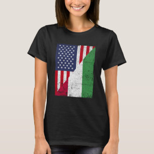 T-shirt Drapeau USA moitié Drapeau Hongrie moitié Américai