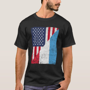 T-shirt Drapeau USA moitié Drapeau Luxembourg Américain Lu