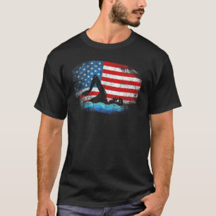 T-shirt Drapeau USA Nageur Natation Sport Athlète Nager Na