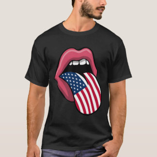 T-shirt Drapeau Usa Patriotique Langue Lèvres 4 Juillet Me