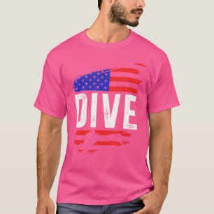 T-shirt Drapeau Usa Plongée sous-marine