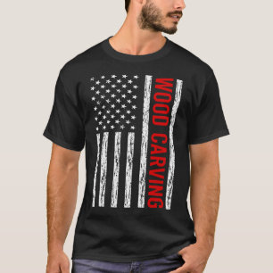 T-shirt Drapeau USA Sculpture sur Bois Sculpture sur Bois