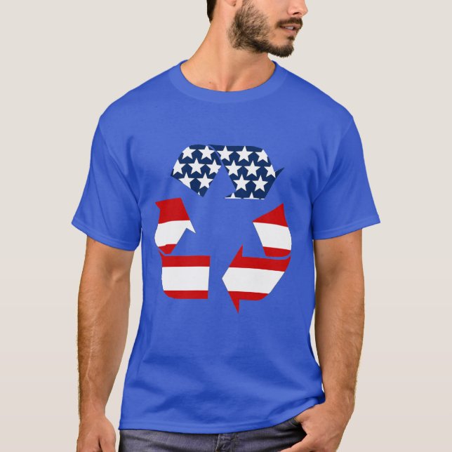 T-shirt Drapeau USA - Symbole blanc rouge et bleu Recycle  (Devant)