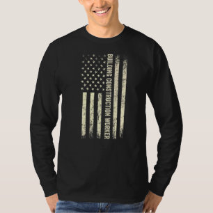 T-shirt Drapeau Usa Travail Fière Construction Américaine
