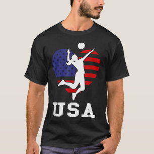 T-shirt Drapeau Usa Volleyball Soutien Équipe Usa
