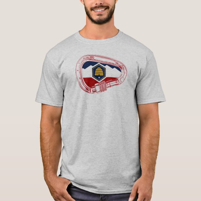 T-shirt Drapeau Utah Escalade carabiner (Devant)