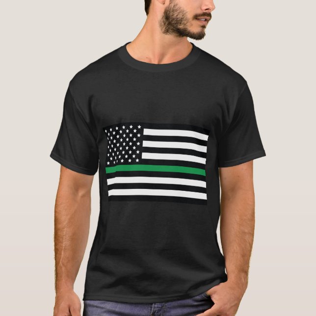 T-shirt Drapeau vert, Drapeau américain avec Bande verte (Devant)