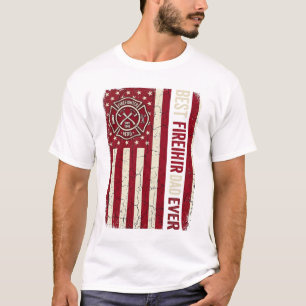 T-shirt Drapeau vertical papa pompier conception vectoriel