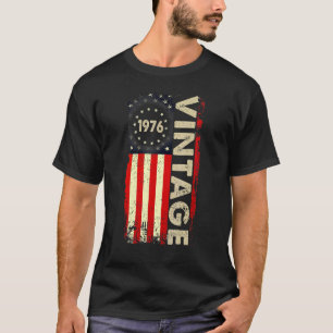 T-shirt Drapeau vintage américain 1976 Hommes d'anniversai