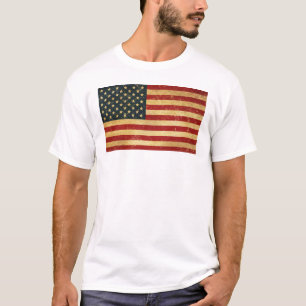 T-shirt Drapeau Vintage américain blanc