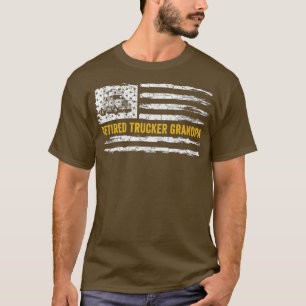 T-shirt Drapeau vintage américain Retraité Trucker Grand