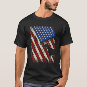 T-shirt Drapeau vintage Américain Rétro Doberman Chien 4E