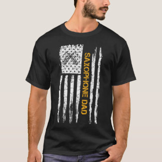 T-shirt Drapeau vintage Américain Saxophone Papa Saxophoni