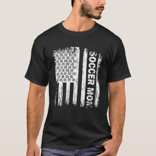 T-shirt Drapeau vintage Américain Soccer Maman Fans De Foo
