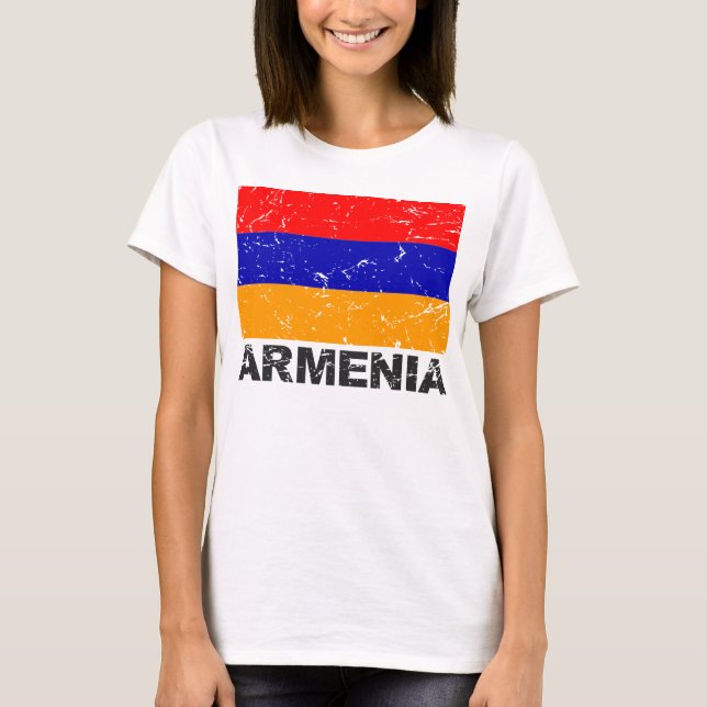 T-shirt Drapeau Vintage de l'Arménie (Devant)