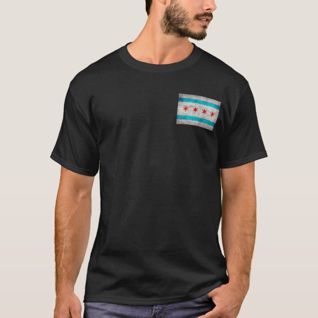 T-shirt Drapeau vintage patiné d'état de Chicago (Devant)
