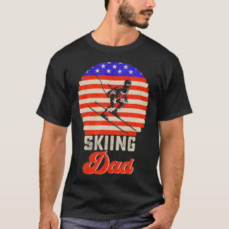 T-shirt Drapeau vintage Retro Fier Ski Papa Skier Coucher 