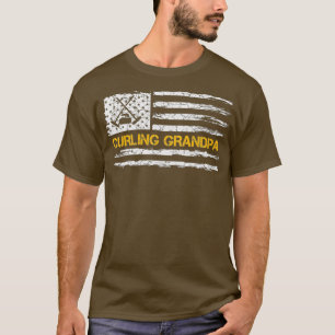 T-shirt Drapeau vintage USA Fier Curling Grand-père Curler