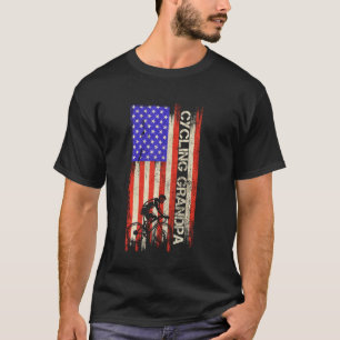 T-shirt Drapeau vintage Usa Fier Cycliste Grand-Père Sil
