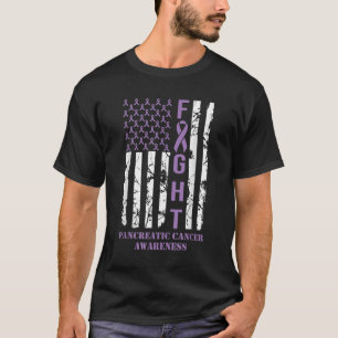 T-shirt Drapeau violet ribbon soutien cancer pancréatique