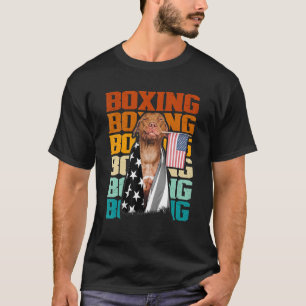 T-shirt Drapeau Vitage Américain Pitbull Boxer Papa Boxer