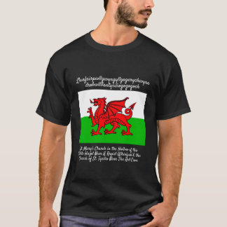 T-shirt Drapeau Welsh Dragon Llanfairpwllgwyngyll