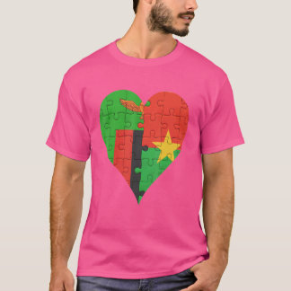 T-shirt Drapeau zambien burkinabé en forme de cœur