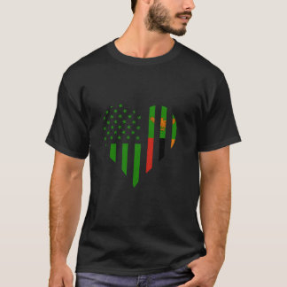 T-shirt Drapeau zambien Racines zambiennes Cœur USA Fierté