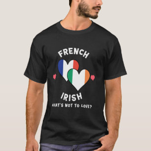 T-shirt Drapeaux à coeur irlandais français qu'est-ce qu'o