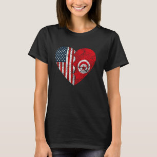 T-shirt Drapeaux américains tunisiens Coeur États-Unis Tun
