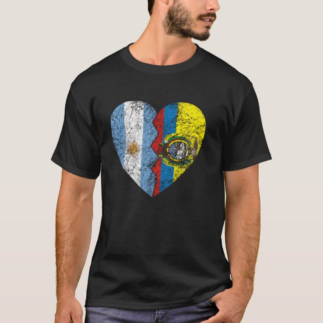 T-shirt Drapeaux argentins équatoriens Coeur Argentine Equ (Devant)