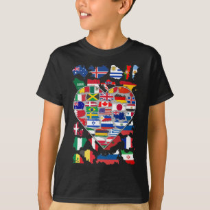 T-shirt Drapeaux cardiaques du monde Voyager dans le pays