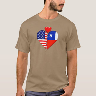 T-shirt Drapeaux cœur USA Chili Patrimoine hispanique espa