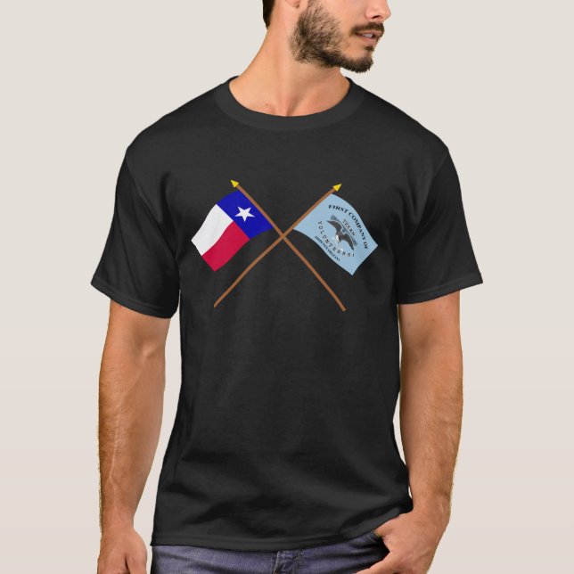T-shirt Drapeaux croisés de gris du Texas et de la (Devant)