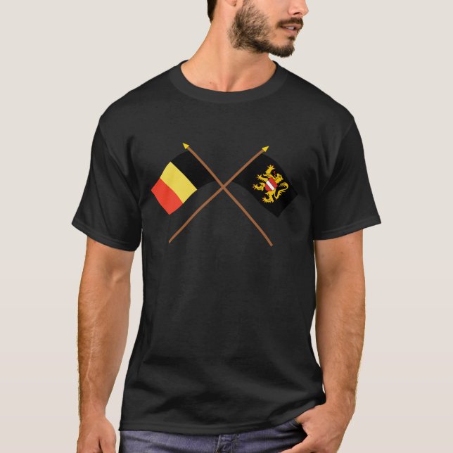 T-shirt Drapeaux croisés de la Belgique et du Brabant (Devant)