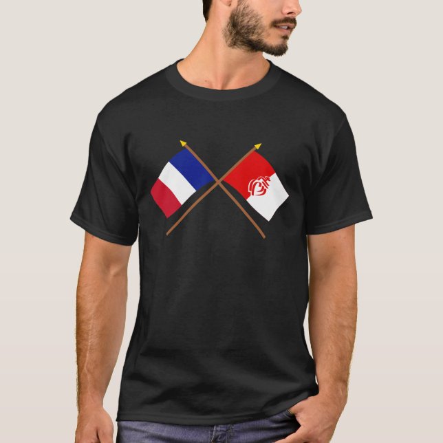 T-shirt Drapeaux croisés de la France et de Vendée (Devant)
