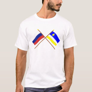 T-shirt Drapeaux croisés de la Russie et de la Républiqu