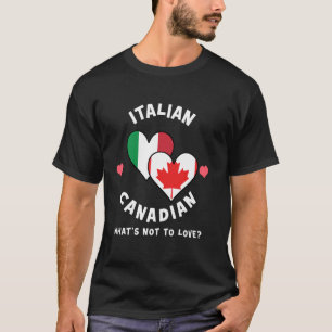 T-shirt Drapeaux de cœur italien canadien Qu'est-ce qu'on