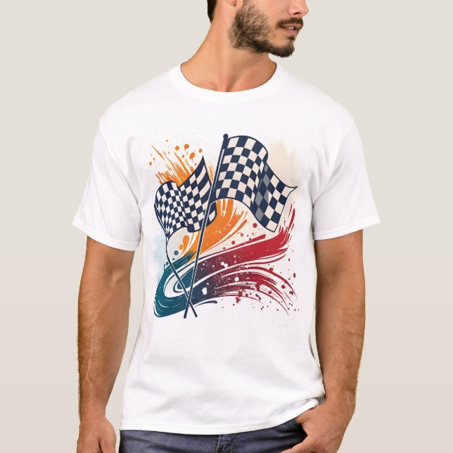 T-shirt Drapeaux de course Abstraits Conception du logo (Devant)