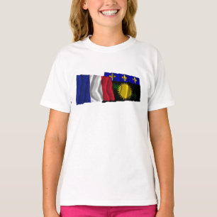 T-shirt Drapeaux de ondulation de la France et de la