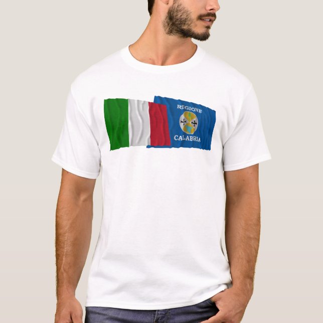 T-shirt Drapeaux de ondulation de l'Italie et de la (Devant)