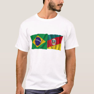 T-shirt Drapeaux de ondulation de Rio Grande do Sul et du