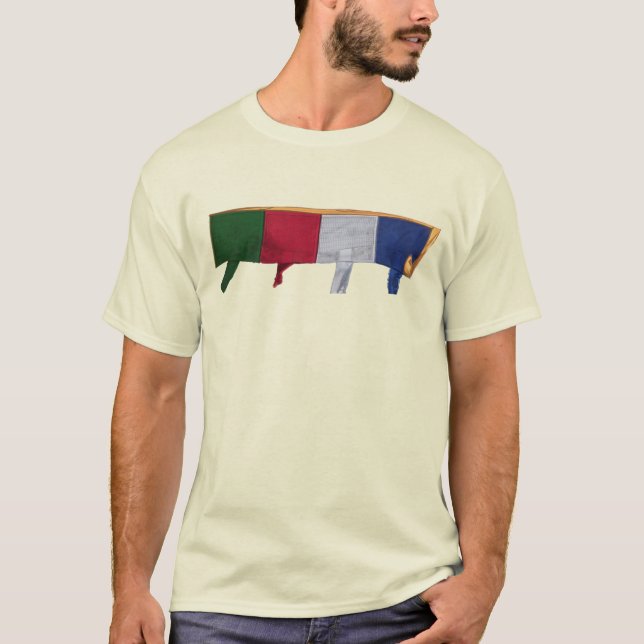 T-shirt Drapeaux de prière bouddhiste, monastère Kagyu Sam (Devant)