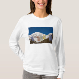 T-shirt Drapeaux de prière et Mont Jhomolhari, Bhoutan.