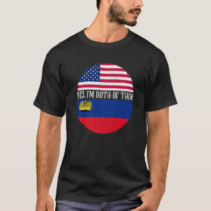 T-shirt Drapeaux des États-Unis et du Liechtenstein Oui, j